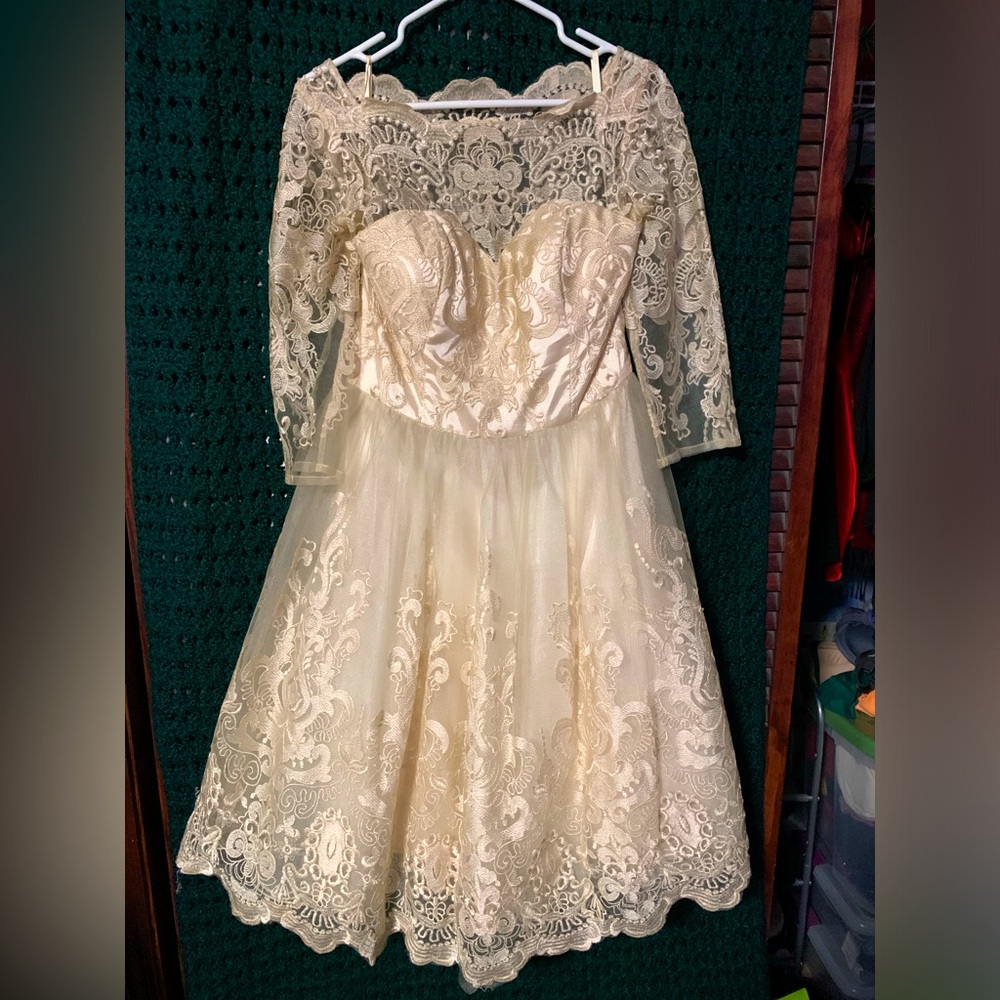 Chi Chi London Midi Cream Lace Dress